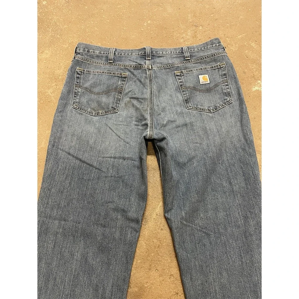 Carhartt 101483-980 Jeans Mens 40x34 Blue Med‎ Wash Relaxed Straight Distressed